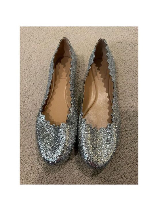 Chloé Shoes - Chloé Lauren Silver Glitter Ballerina Flats Women's Size 40